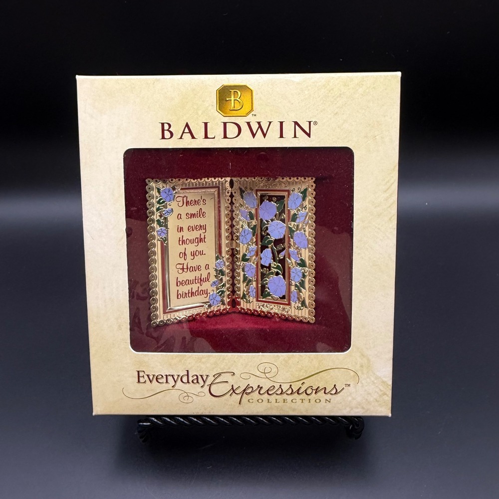 Baldwin Everyday Expressions Birthday Ornament 24K Gold Plated Brass New - Picture 2 of 8